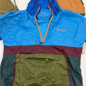 cotopaxi Men's Colorblock Half-Zip Windbreaker in Blue, Olive & Burgundy